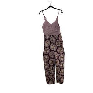 B.O.G Collective Jumpsuit Women Large Crochet Boho Paisley Festival 
Romper